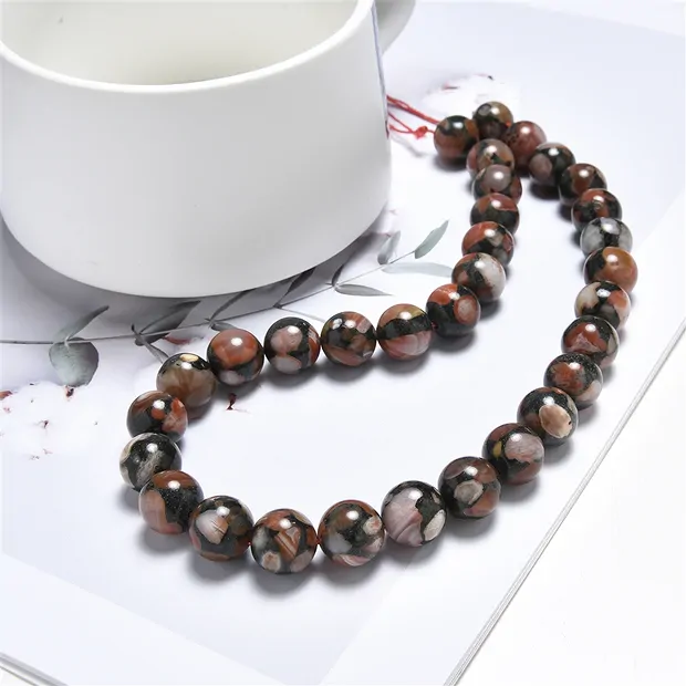 String Beads, Agate (red basalt agate), 12mm | wholesaler gems & healing stones