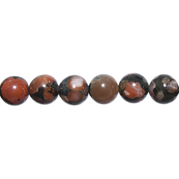 String Beads, Agate (red basalt agate), 12mm | wholesaler gems & healing stones