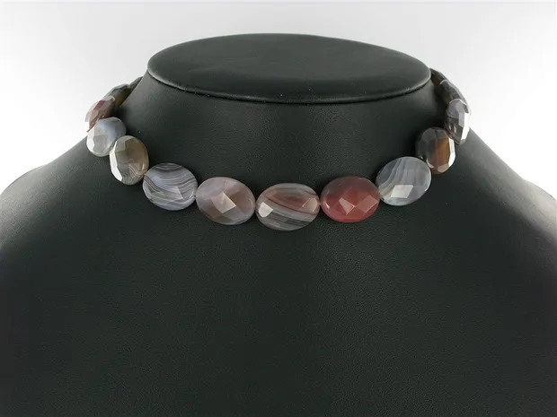 Lense strand, Agate (Botswana), faceted, 20mm | wholesaler gems & healing stones