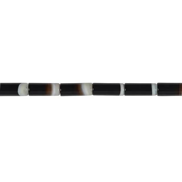 Filo cilindrico, Agata (nera, bianca), 20 x 8 mm (48 cm) | Marco Schreier