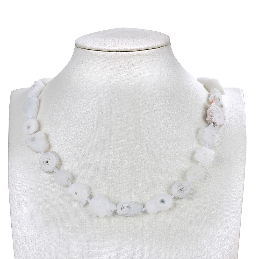 Strang Scheiben, Achat (Druzy Flower weiß),16 - 22mm | Marco Schreier