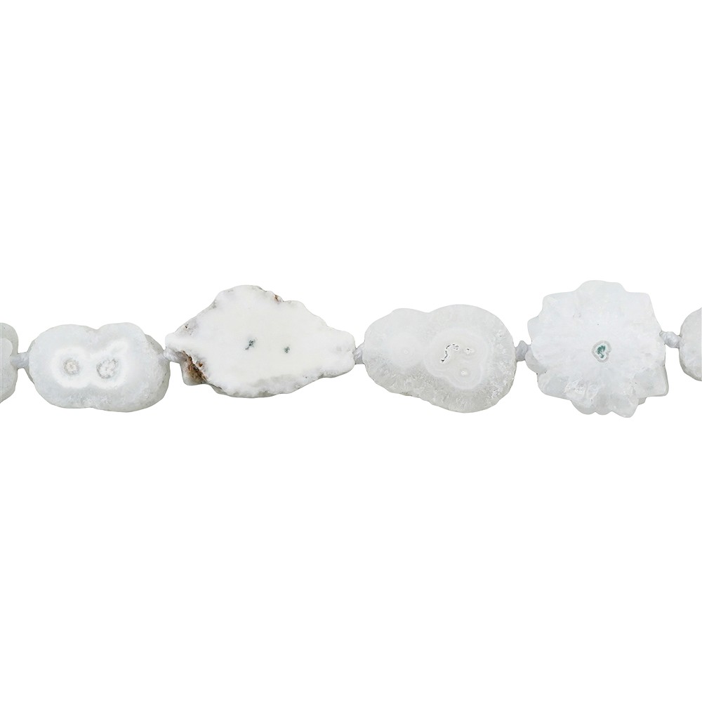 Strang Scheiben, Achat (Druzy Flower weiß),16 - 22mm | Marco Schreier