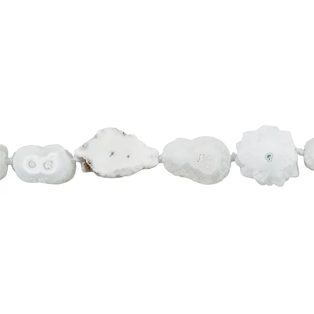 Strand of slices, Agate (white) (Druzy Flower),16 - 22mm | Marco Schreier