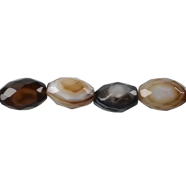 Strand spindle, Agate, faceted, 15 x 10mm | wholesaler gems & healing stones