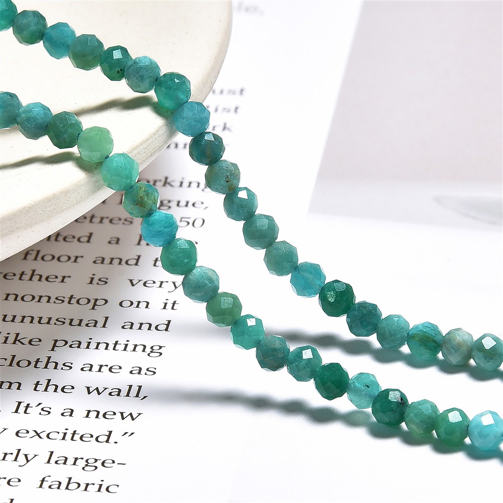 Rang de colliers boules, Amazonite (foncée), à facettes, 04mm (39cm) | Marco Schreier