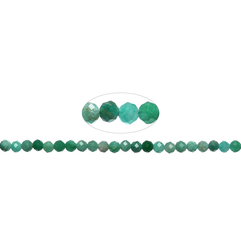 Rang de colliers boules, Amazonite (foncée), à facettes, 04mm (39cm) | Marco Schreier