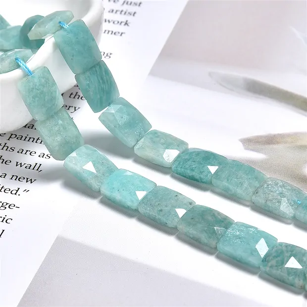 Rang de collier rectangle, Amazonite, 10 x 8mm, facetté (39cm) | Marco Schreier