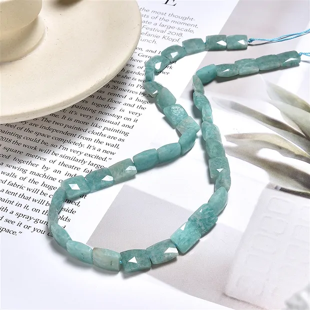 Rectangular strand, Amazonite, 10 x 8mm, faceted (39cm) | Marco Schreier