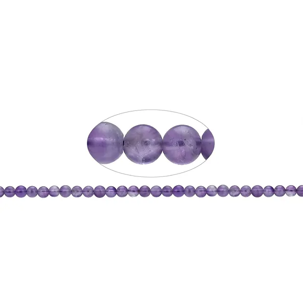 String Beads, amethyst, matt, 06mm | wholesaler gems, healing stones & jewelry
