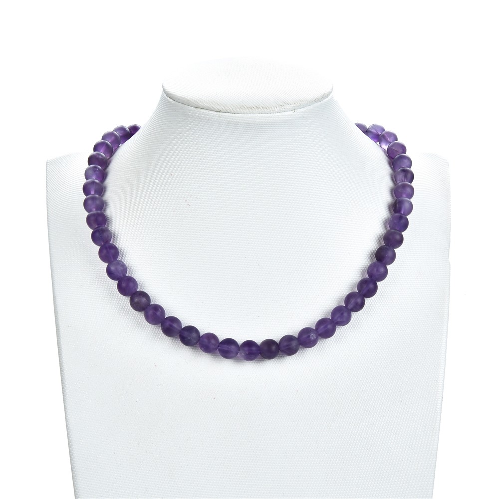 Rang de colliers boules, améthyste, mat, 08mm | Marco Schreier