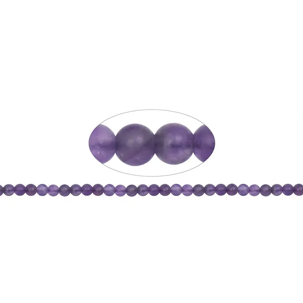 String Beads, Amethyst, matt, 08mm | wholesaler gems, healing stones & jewelry