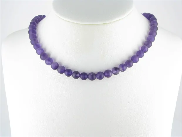 Strang Kugeln, Amethyst AA, matt, 08mm | Edelsteine, Heilsteine & Schmuck-Handel
