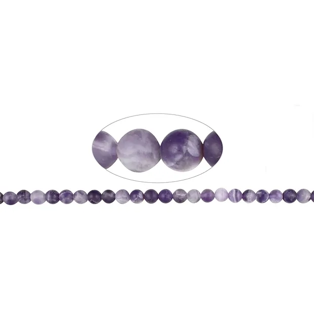 String Beads, amethyst, matt, 08mm (39cm) | wholesaler gems & healing stones