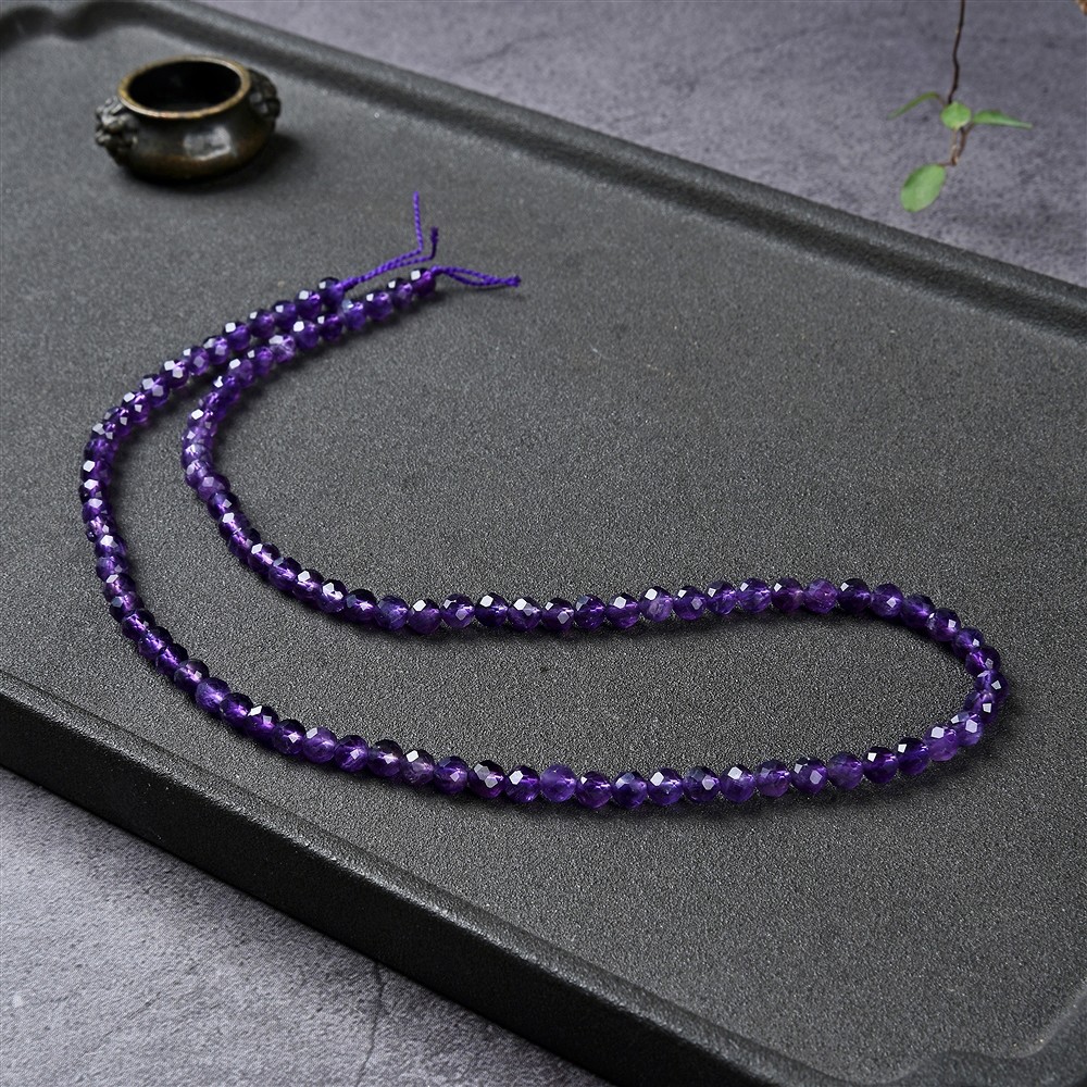 Strang Kugeln, Amethyst, facettiert, 04mm | GH Edelsteine, Heilsteine & Schmuck