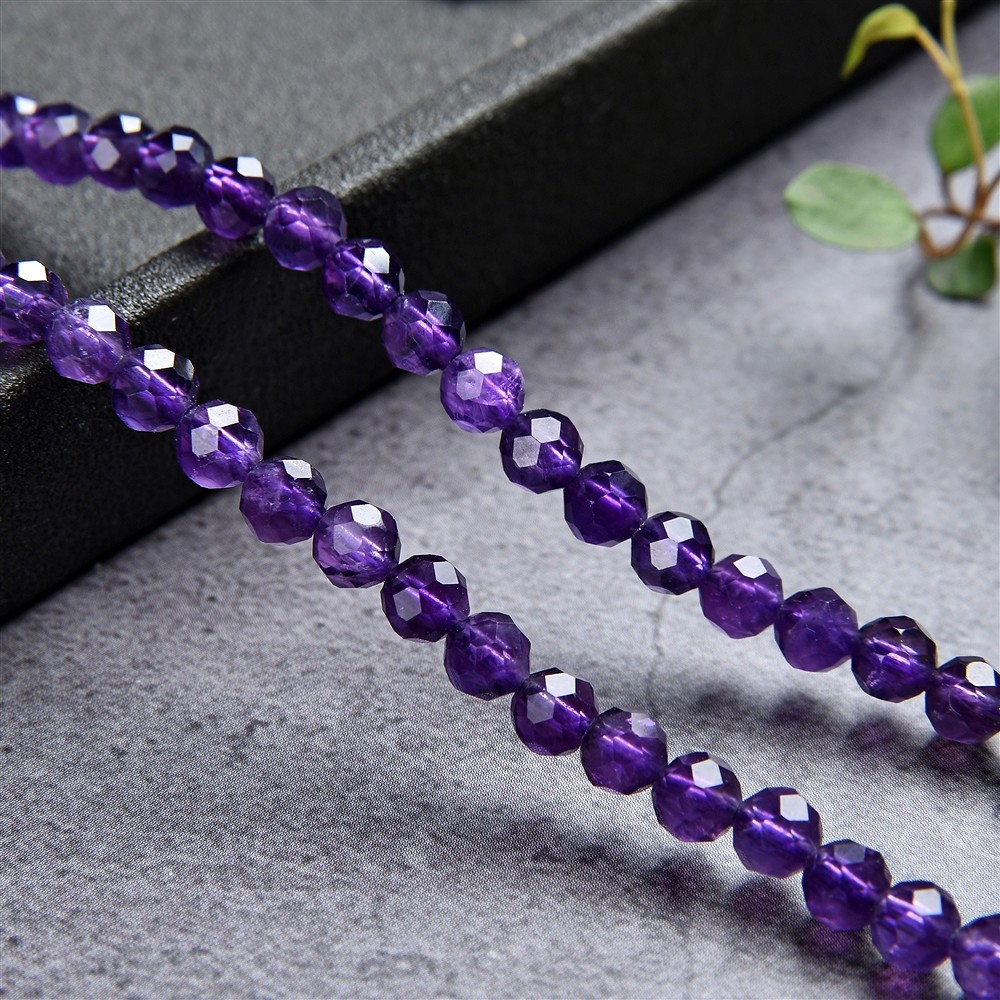 Strang Kugeln, Amethyst, facettiert, 04mm | GH Edelsteine, Heilsteine & Schmuck
