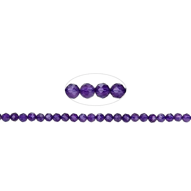Strang Kugeln, Amethyst, facettiert, 04mm | GH Edelsteine, Heilsteine & Schmuck
