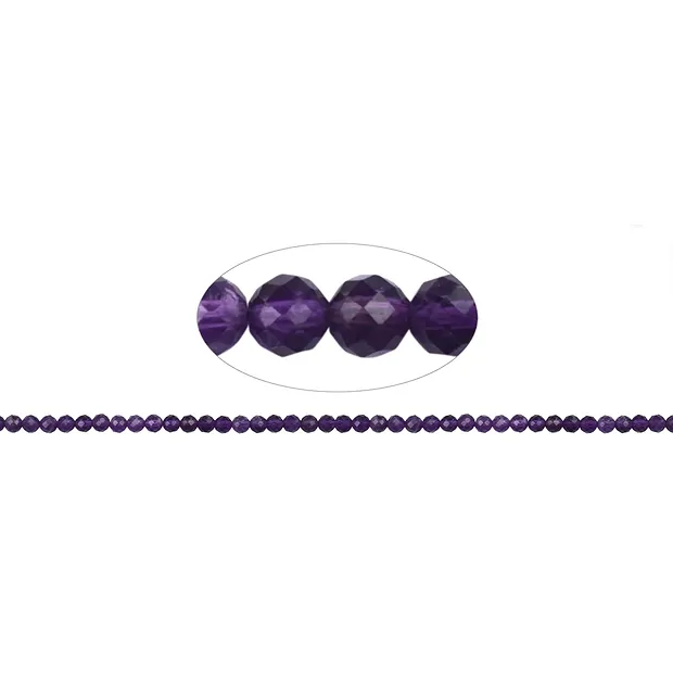 String Beads, Amethyst, faceted, 04mm (38cm) | wholesaler gems & healing stones