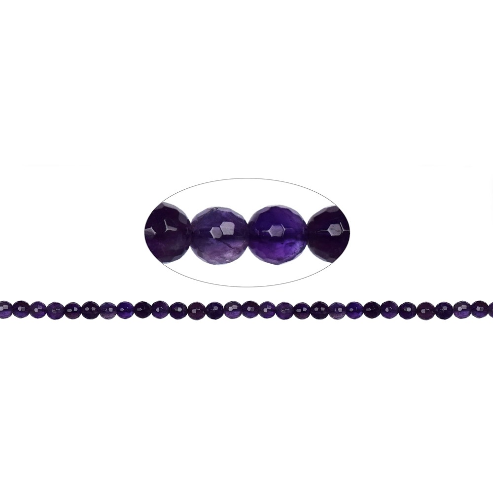 Rang de collier boules, améthyste, à facettes, 06mm (39cm) | Marco Schreier