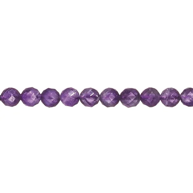 String Beads, Amethyst, faceted, 08mm (38cm) | wholesaler gems & healing stones