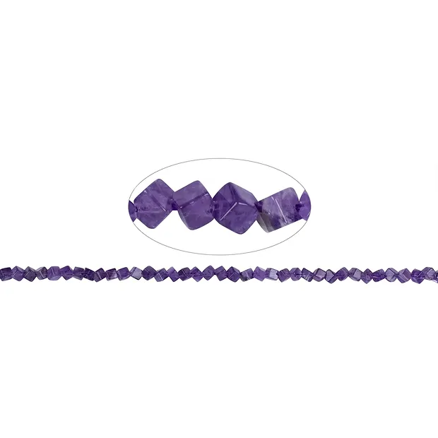 Strand cube, amethyst, 06mm (39cm) | wholesaler gems, healing stones & jewelry