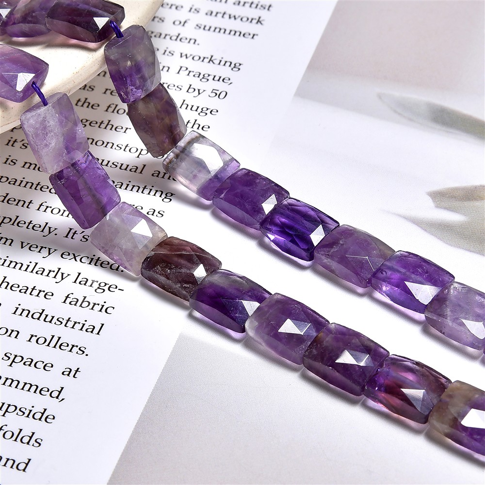 Rectangular strand, amethyst, 10 x 8mm, faceted (39cm) | Marco Schreier