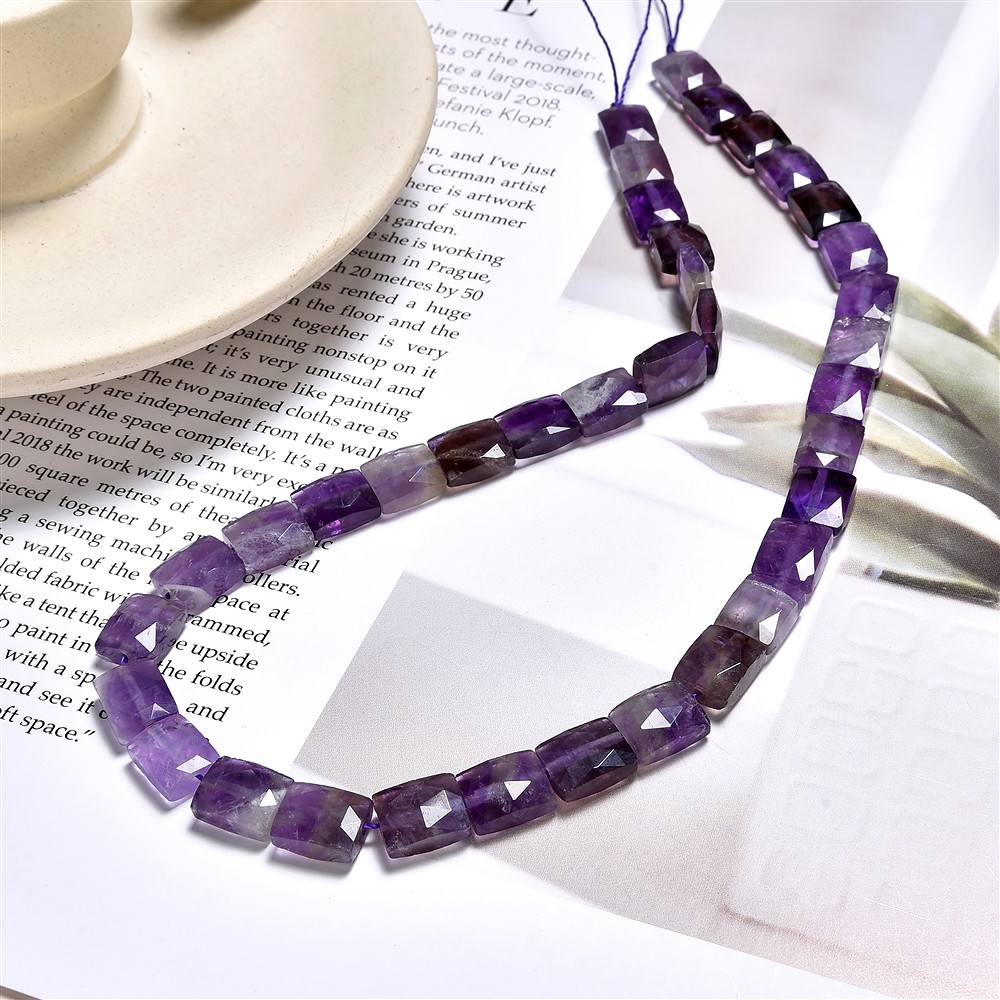 Rectangular strand, amethyst, 10 x 8mm, faceted (39cm) | Marco Schreier