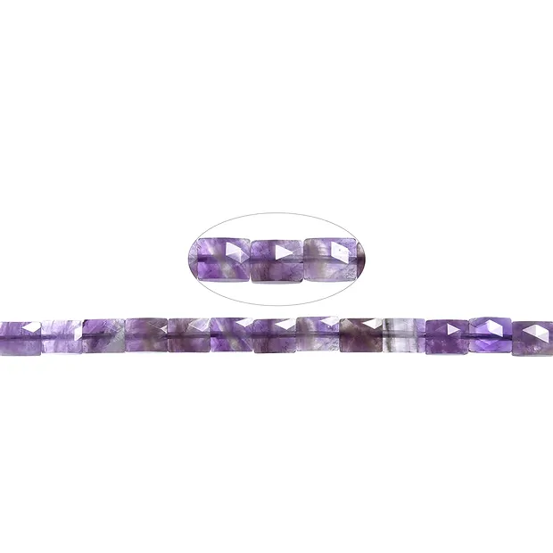 Rectangular strand, amethyst, 10 x 8mm, faceted (39cm) | Marco Schreier