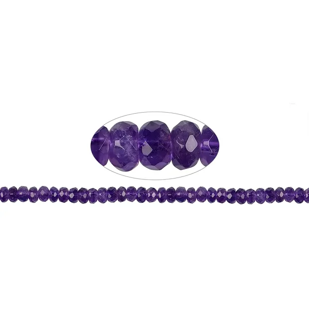 Button strand, amethyst, faceted, 08mm | Schreier gems, healing stones & jewelry