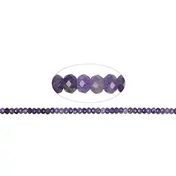 140120313620 Button strand, amethyst, faceted, 04 x 06mm | wholesaler gems & healing stones