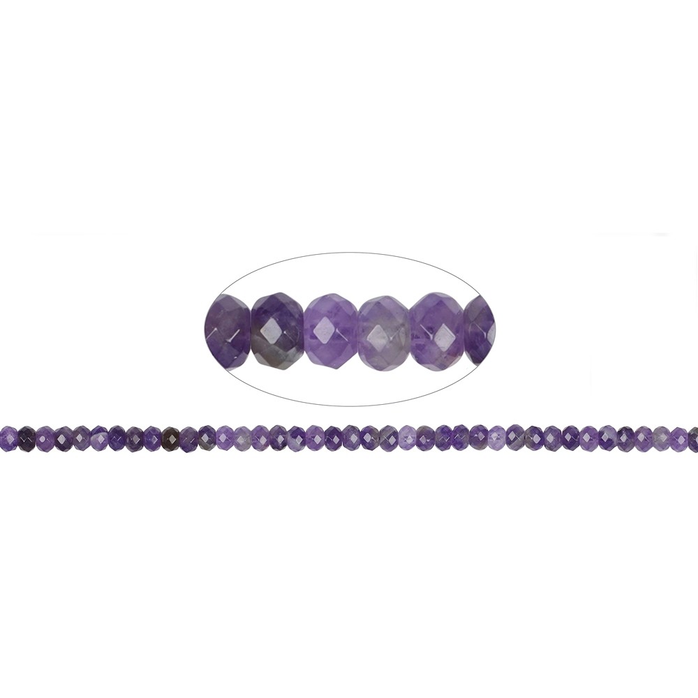 Button strand, amethyst, faceted, 04 x 06mm | wholesaler gems & healing stones
