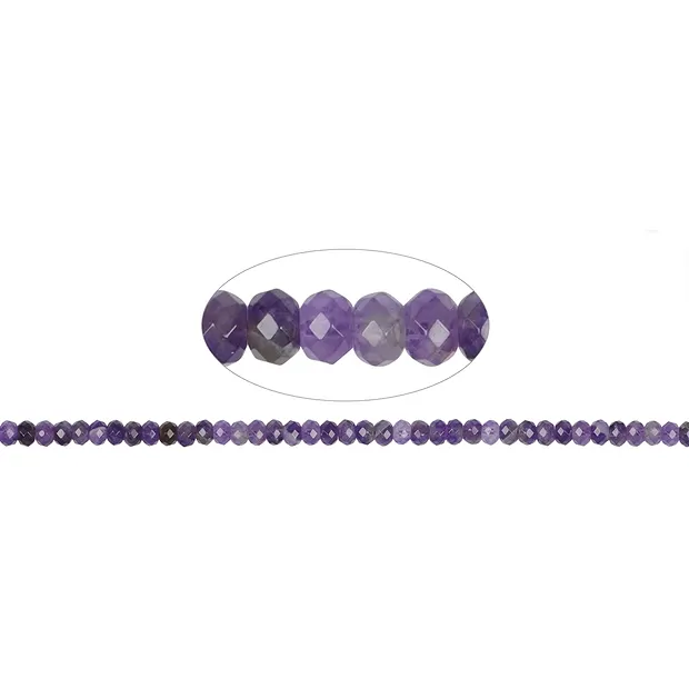 Strang Button, Amethyst, 04 x 06 mm, faceted | wholesaler gems & healing stones