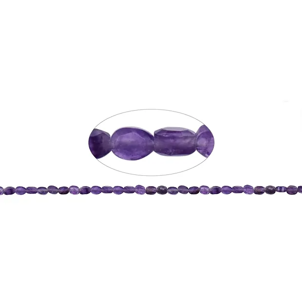 Strang Mini-Oval, Amethyst, facettierter Rand, 06 x 04mm | Marco Schreier