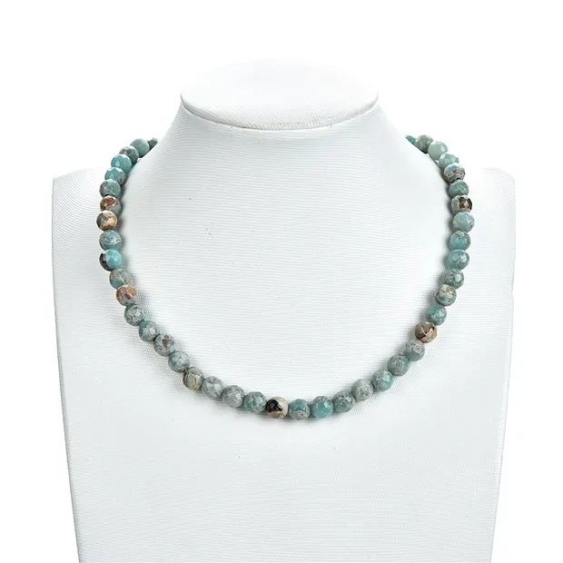 String Beads, Anhydrite in matrix, faceted, 08mm | Marco Schreier