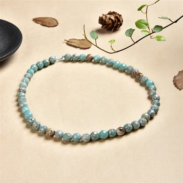 String Beads, Anhydrite in matrix, faceted, 08mm | Marco Schreier