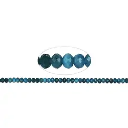 140200304521 Button strand, apatite (stab.), faceted, 03 x 05mm (39cm) | Marco Schreier