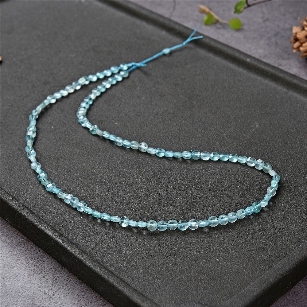 Strand disc/coin, apatite (stab.), faceted, 04mm (38cm) | Marco Schreier