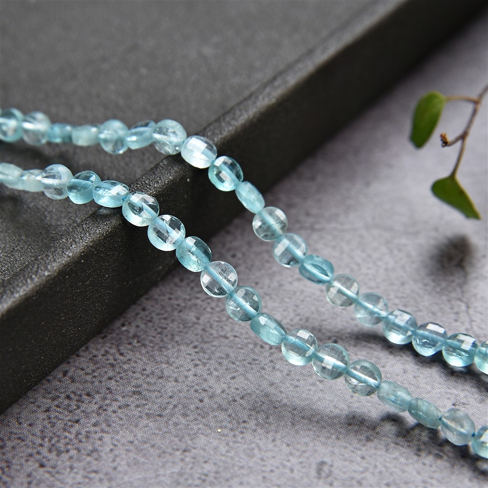 Strand disc/coin, apatite (stab.), faceted, 04mm (38cm) | Marco Schreier