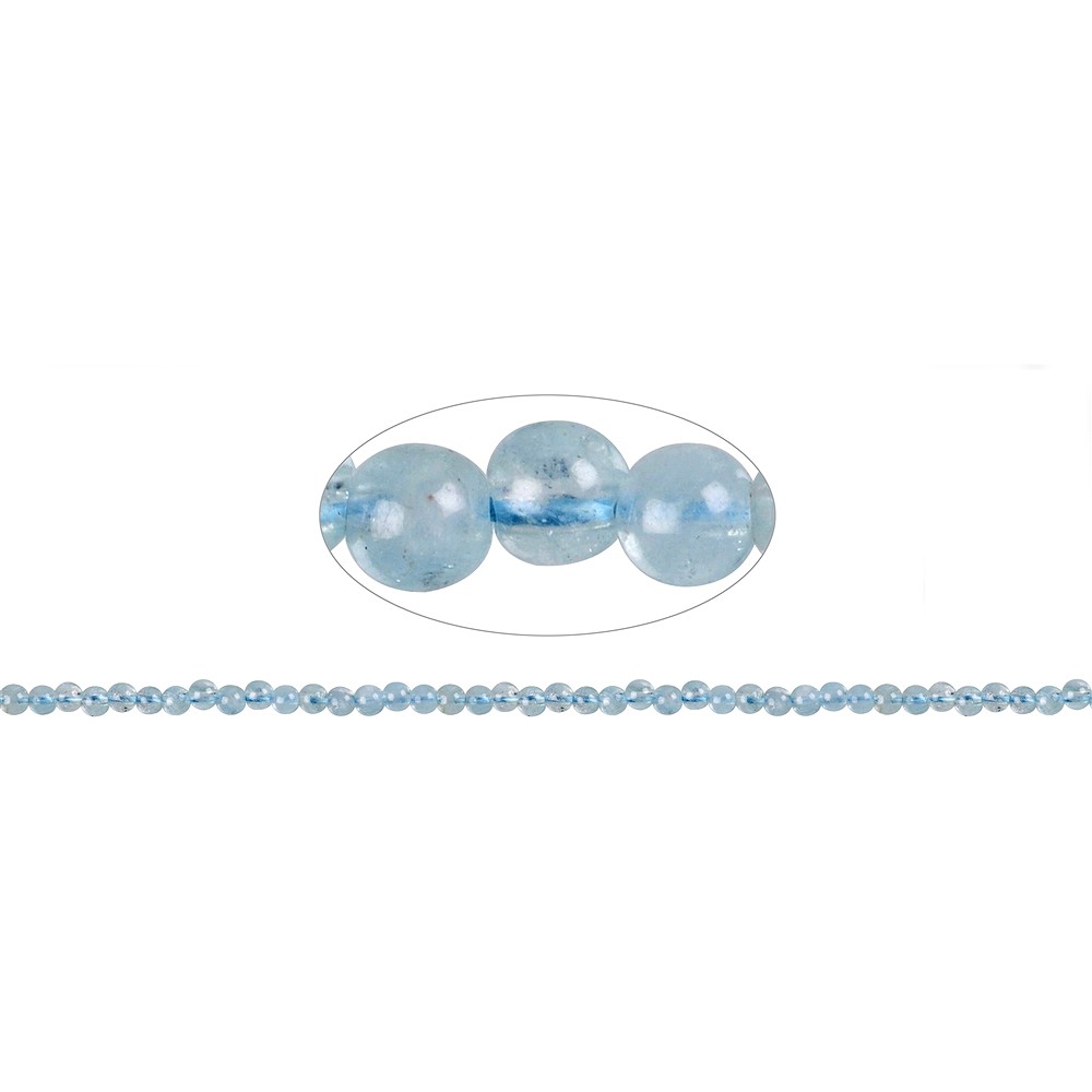 Strang Kugeln, Aquamarin, 03mm | Großhändler Edelsteine, Heilsteine & Schmuck