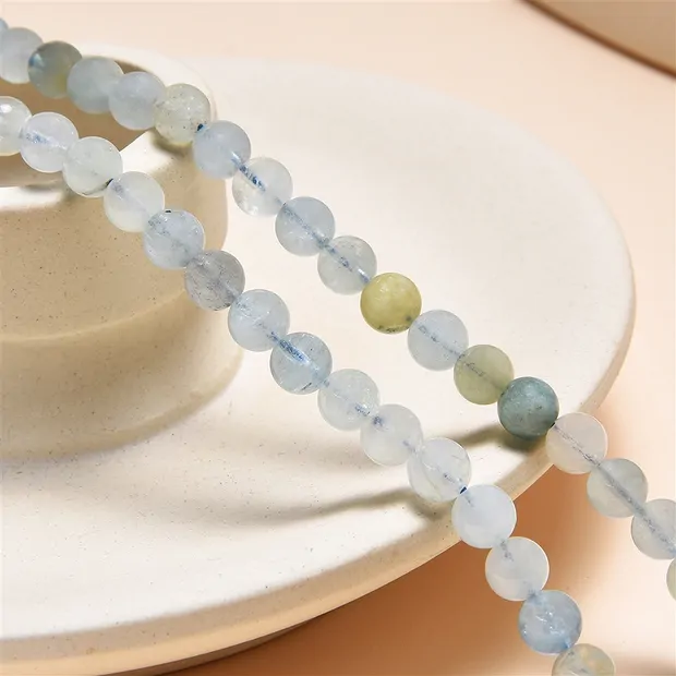 String Beads, Aquamarine/Heliodor (light), 06mm | gems, healing stones & jewelry