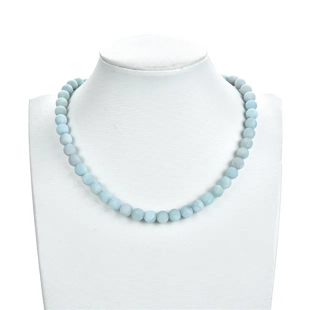 Rang de collier boules, Aigue-marine, mat, 08mm (38cm) | Marco Schreier