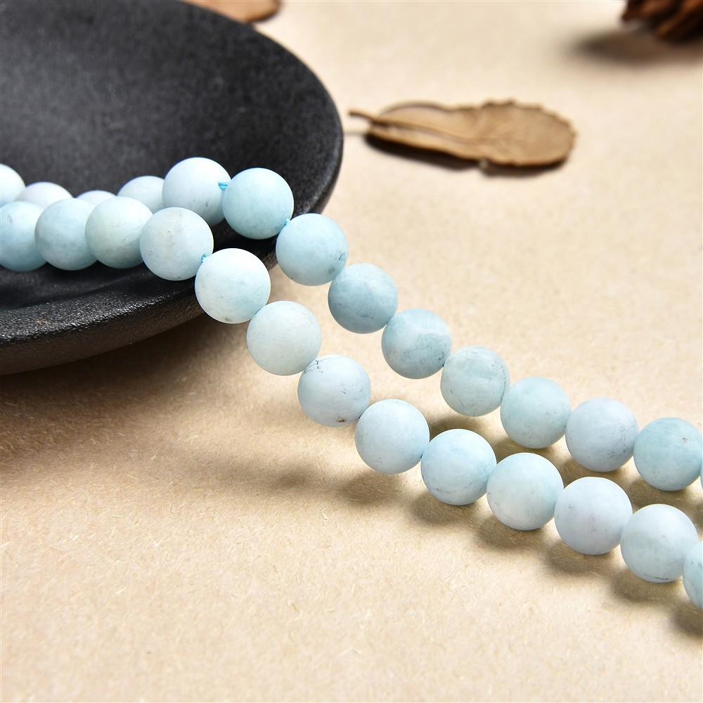 Strang Kugeln, Aquamarin, matt, 08mm (38cm) | Edelsteine, Heilsteine & Schmuck
