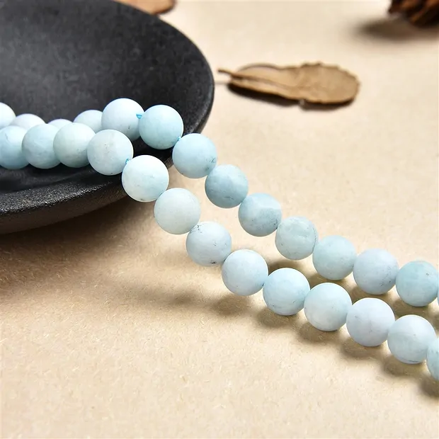 Strang Kugeln, Aquamarin, matt, 08mm (38cm) | Edelsteine, Heilsteine & Schmuck