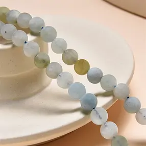 String Beads, Aquamarine/Heliodor (light), 08mm (39cm) | Marco Schreier