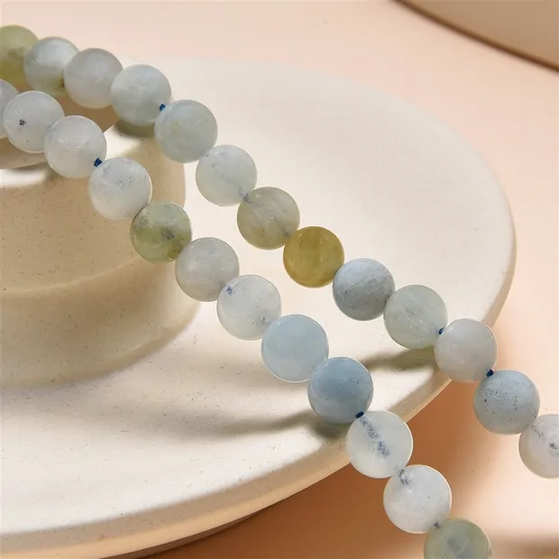 String Beads, Aquamarine/Heliodor (light), 08mm (39cm) | Marco Schreier