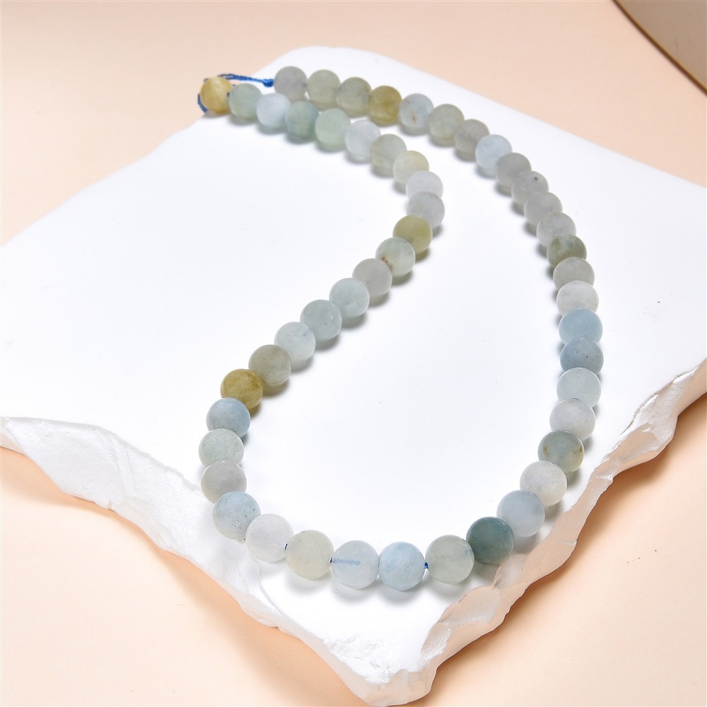 Rang de collier boules, Aigue-marine/Héliodore (clair), 08mm (39cm) | Marco Schreier