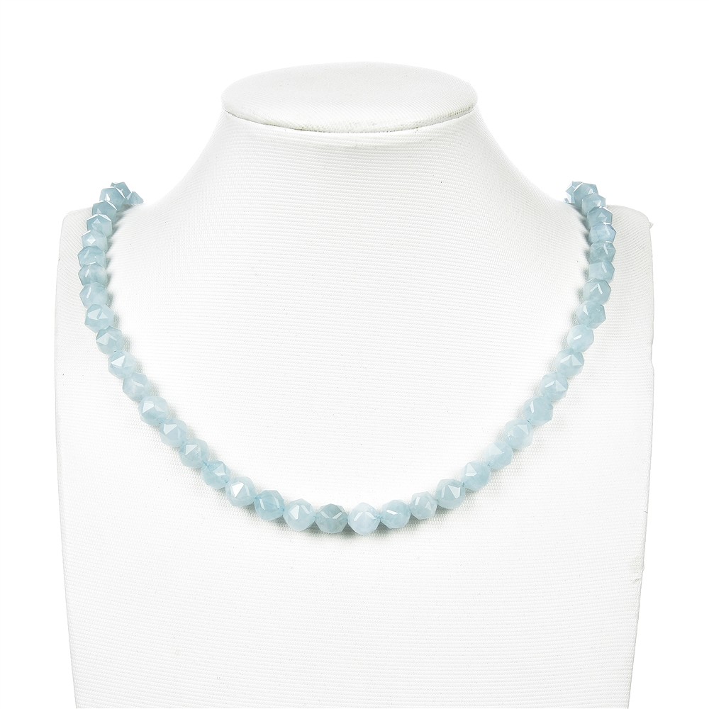 Rang de colliers boules, Aigue-marine, à facettes, 08mm (39cm) | Marco Schreier