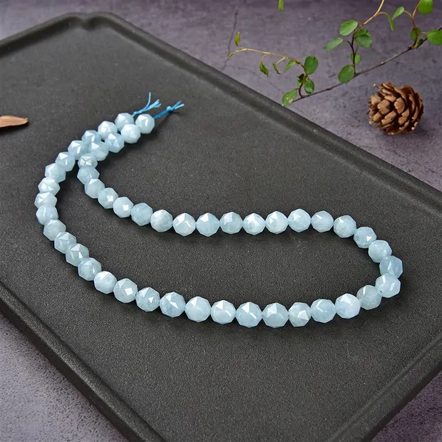 String Beads, Aquamarine, faceted, 08mm (39cm) | gems, healing stones & jewelry