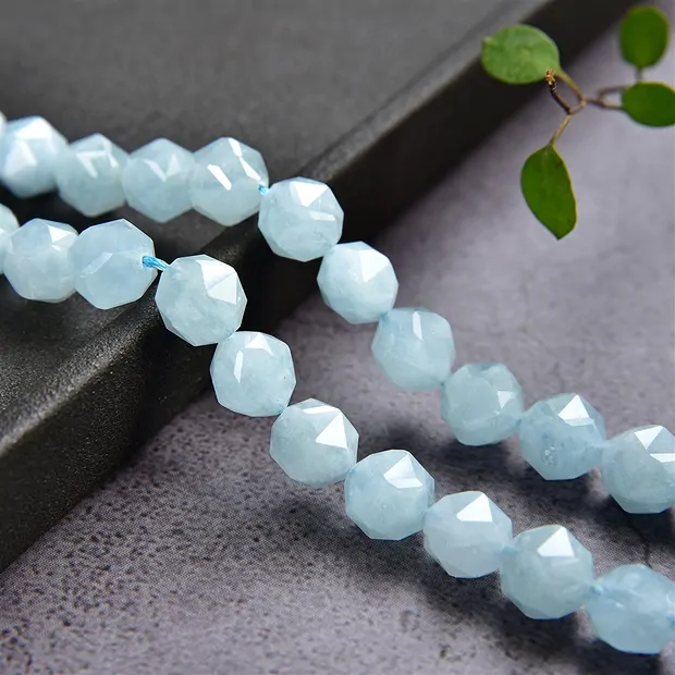 String Beads, Aquamarine, faceted, 08mm (39cm) | gems, healing stones & jewelry