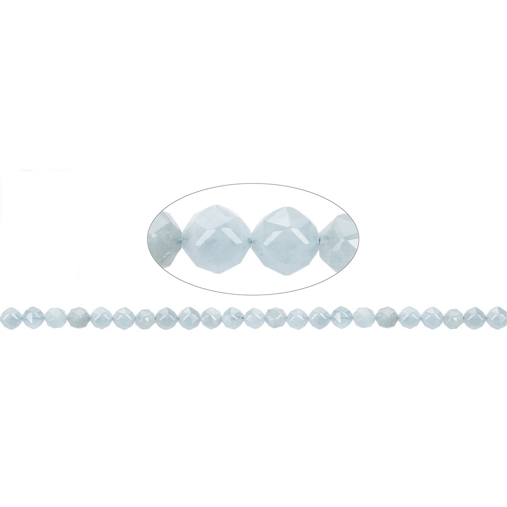 Rang de colliers boules, Aigue-marine, à facettes, 08mm (39cm) | Marco Schreier