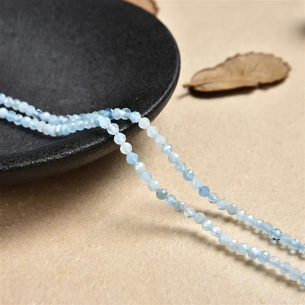 String Beads, Aquamarine, faceted, 02mm (39cm) | gems, healing stones & jewelry